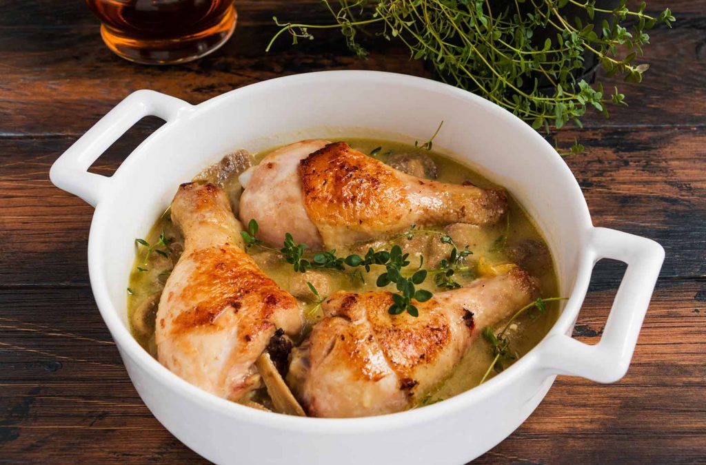Chicken in white wine sauce