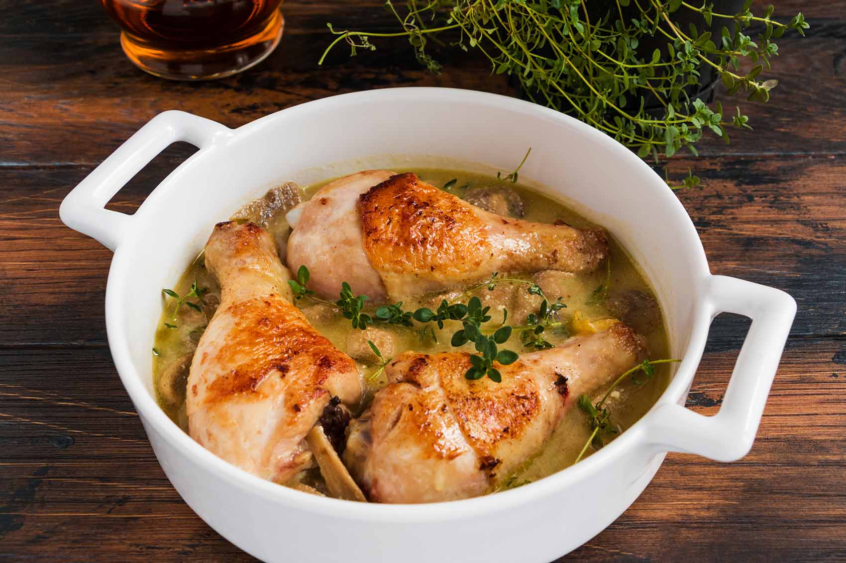 Chicken in white wine sauce